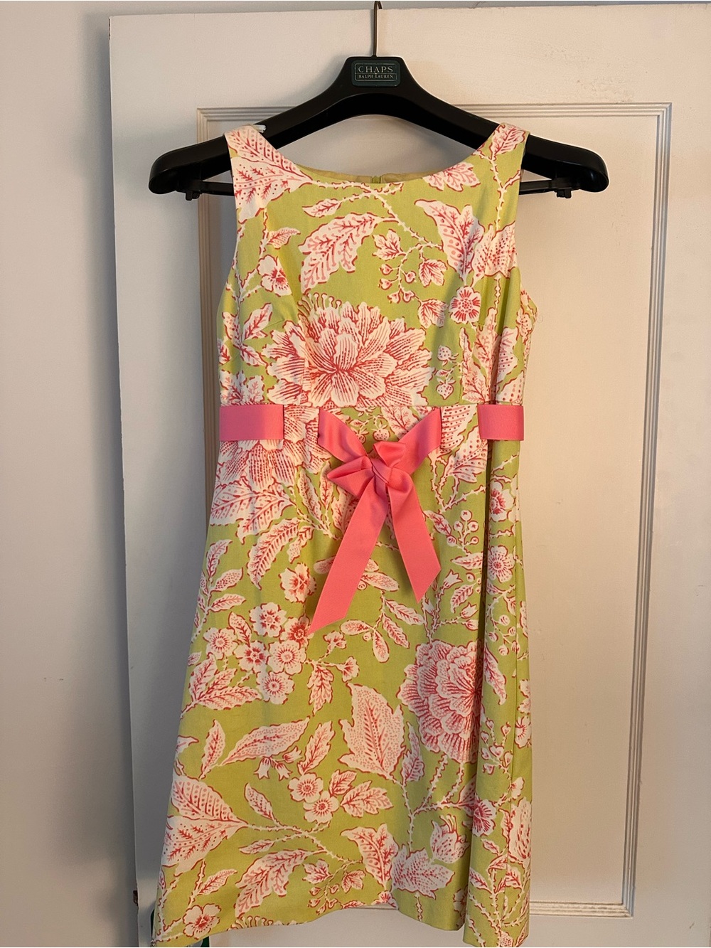 Eliza J Yellow Lined Dress with Green Trim